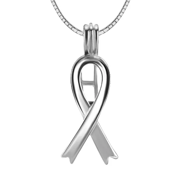 Awareness Ribbon Sterling Silver Cage Necklace Set
