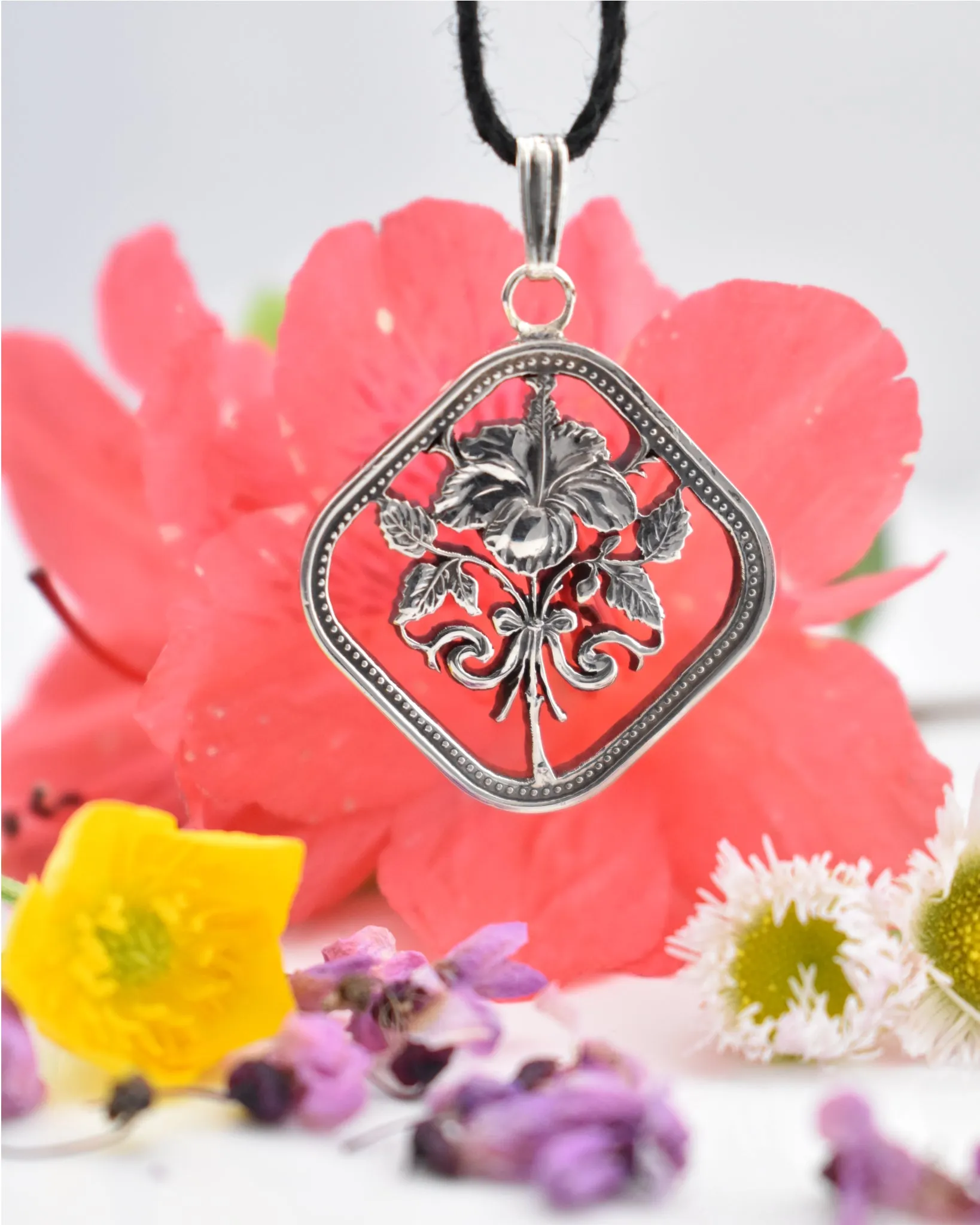 Bahamas - Hibiscus Cut Coin Pendant