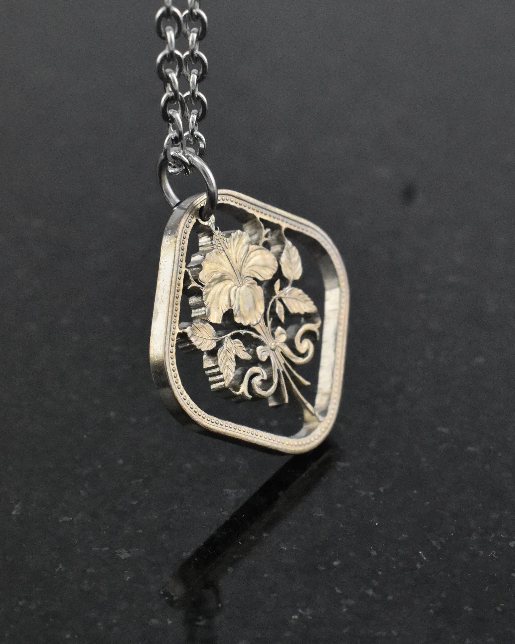 Bahamas - Hibiscus Cut Coin Pendant