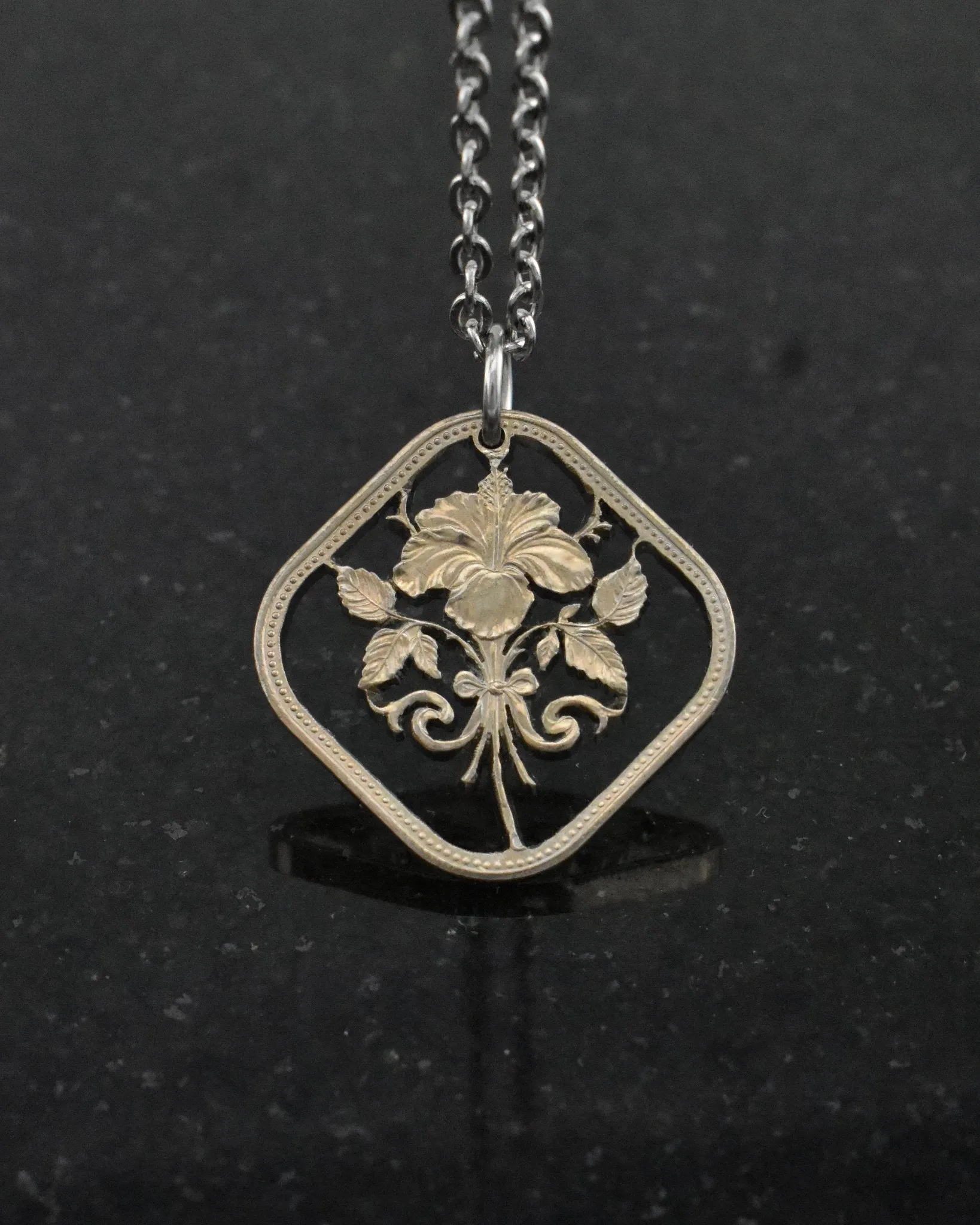 Bahamas - Hibiscus Cut Coin Pendant