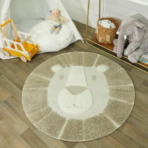 BALTA Mod-Tod Animal Round Shag Kids Rug Lion