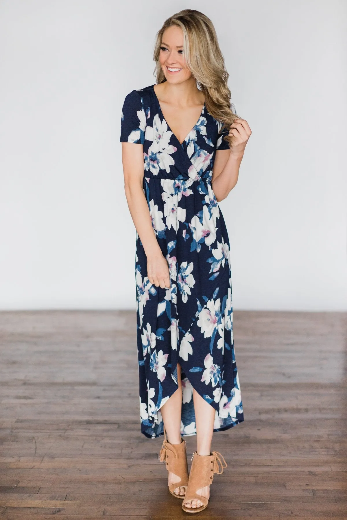 BayDream Believer ~ Navy Floral Maxi Dress
