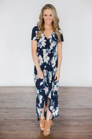 BayDream Believer ~ Navy Floral Maxi Dress