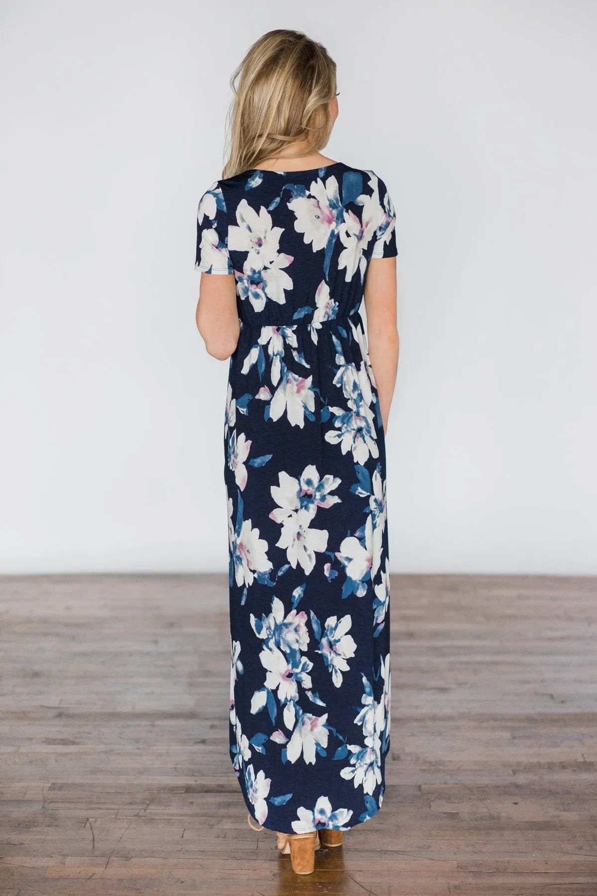 BayDream Believer ~ Navy Floral Maxi Dress