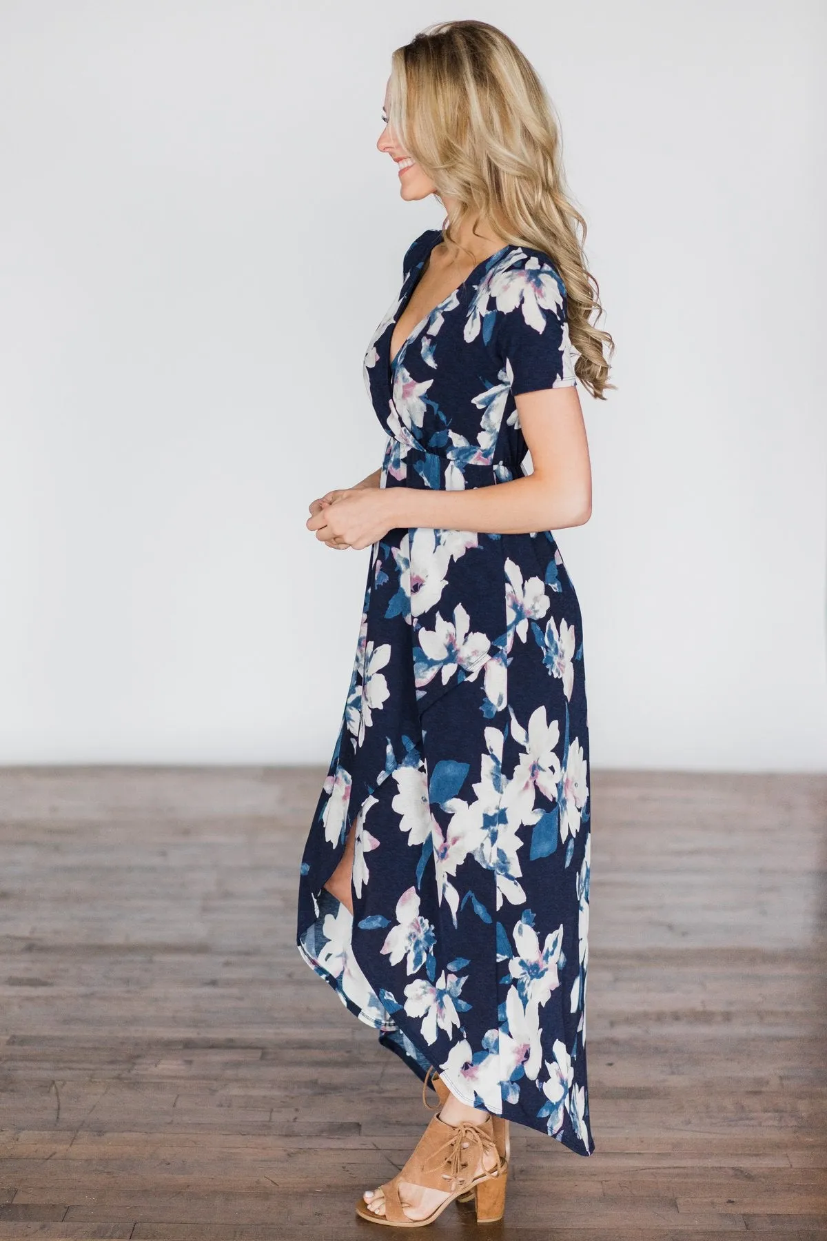 BayDream Believer ~ Navy Floral Maxi Dress
