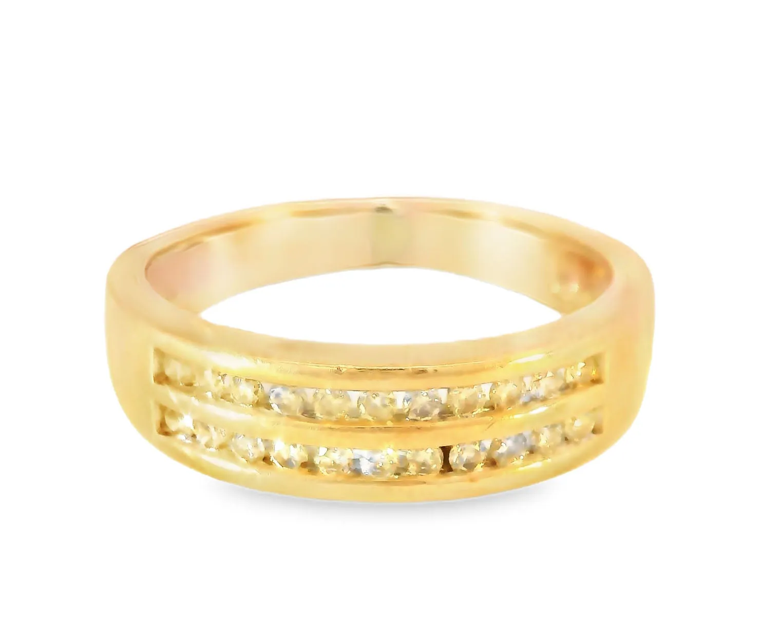 Beautiful Estate 14K Rose Pink Gold Diamond Double Row Wedding Ring Band