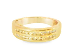Beautiful Estate 14K Rose Pink Gold Diamond Double Row Wedding Ring Band