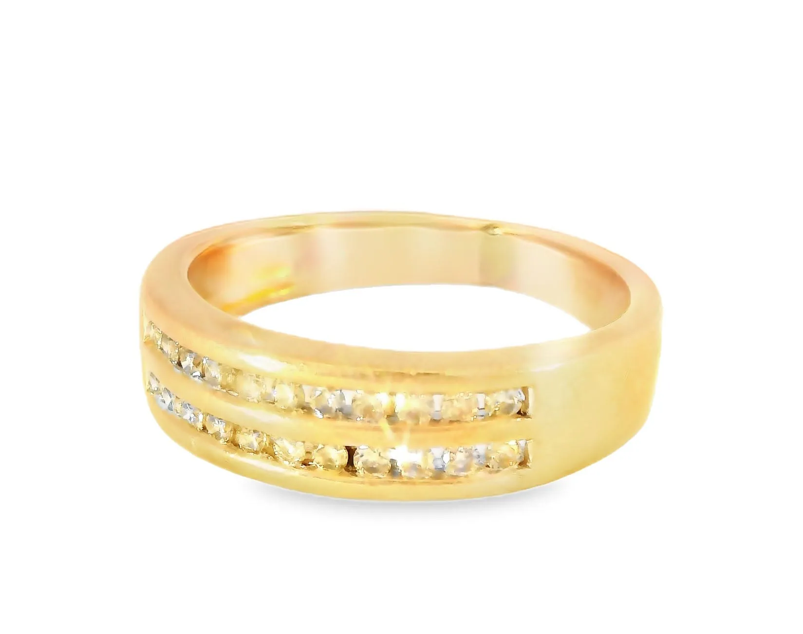 Beautiful Estate 14K Rose Pink Gold Diamond Double Row Wedding Ring Band