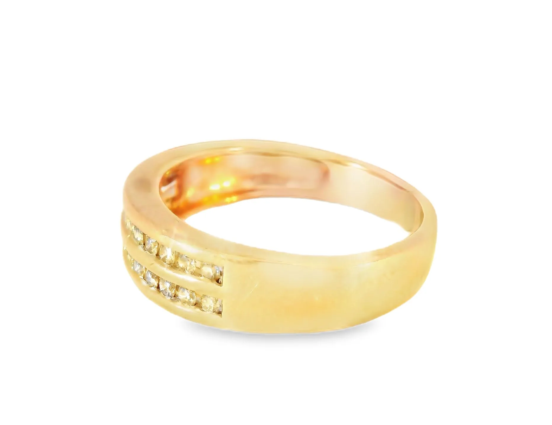 Beautiful Estate 14K Rose Pink Gold Diamond Double Row Wedding Ring Band