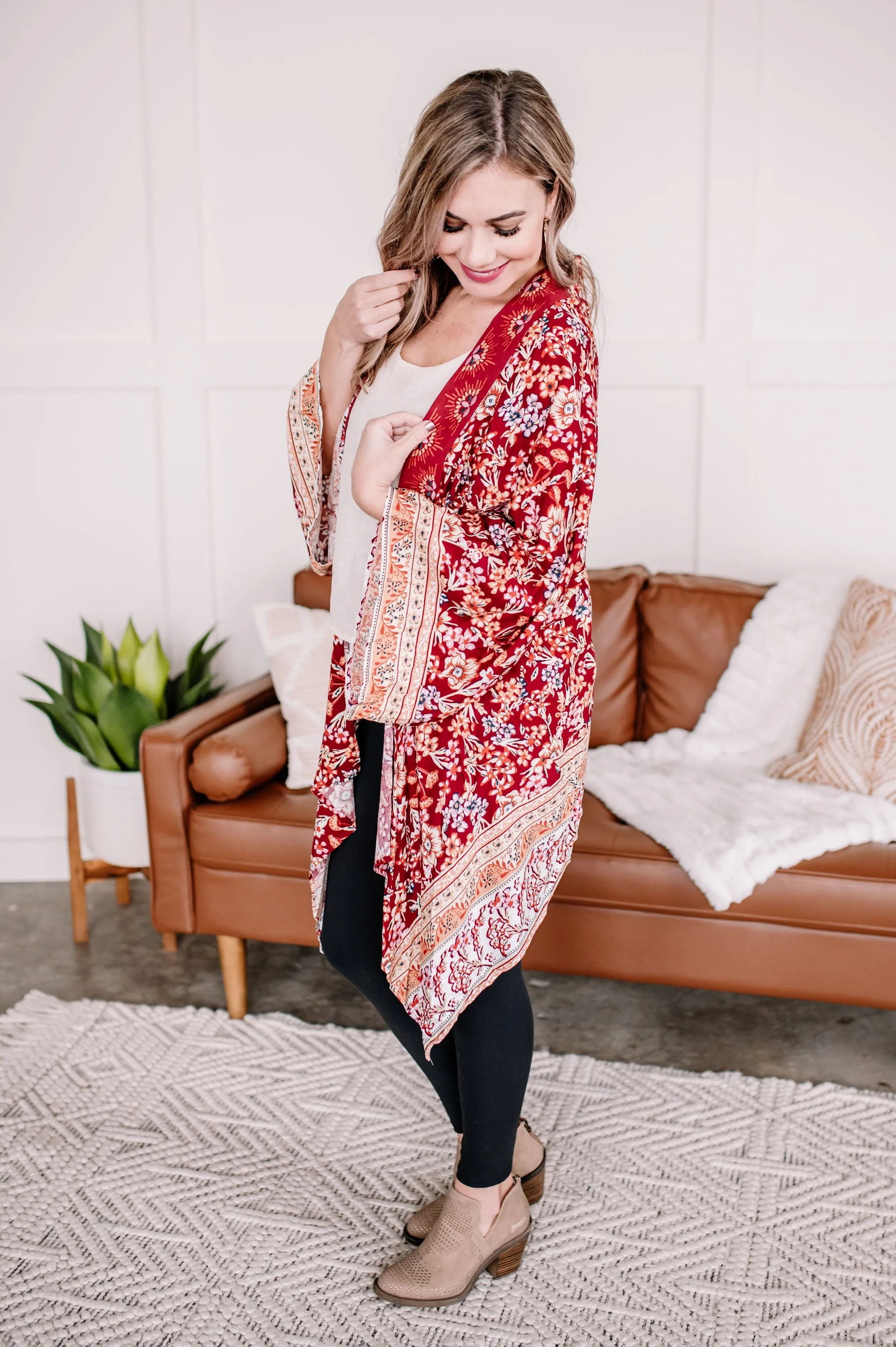 Belonging to Beauty Kimono In Peach Florals