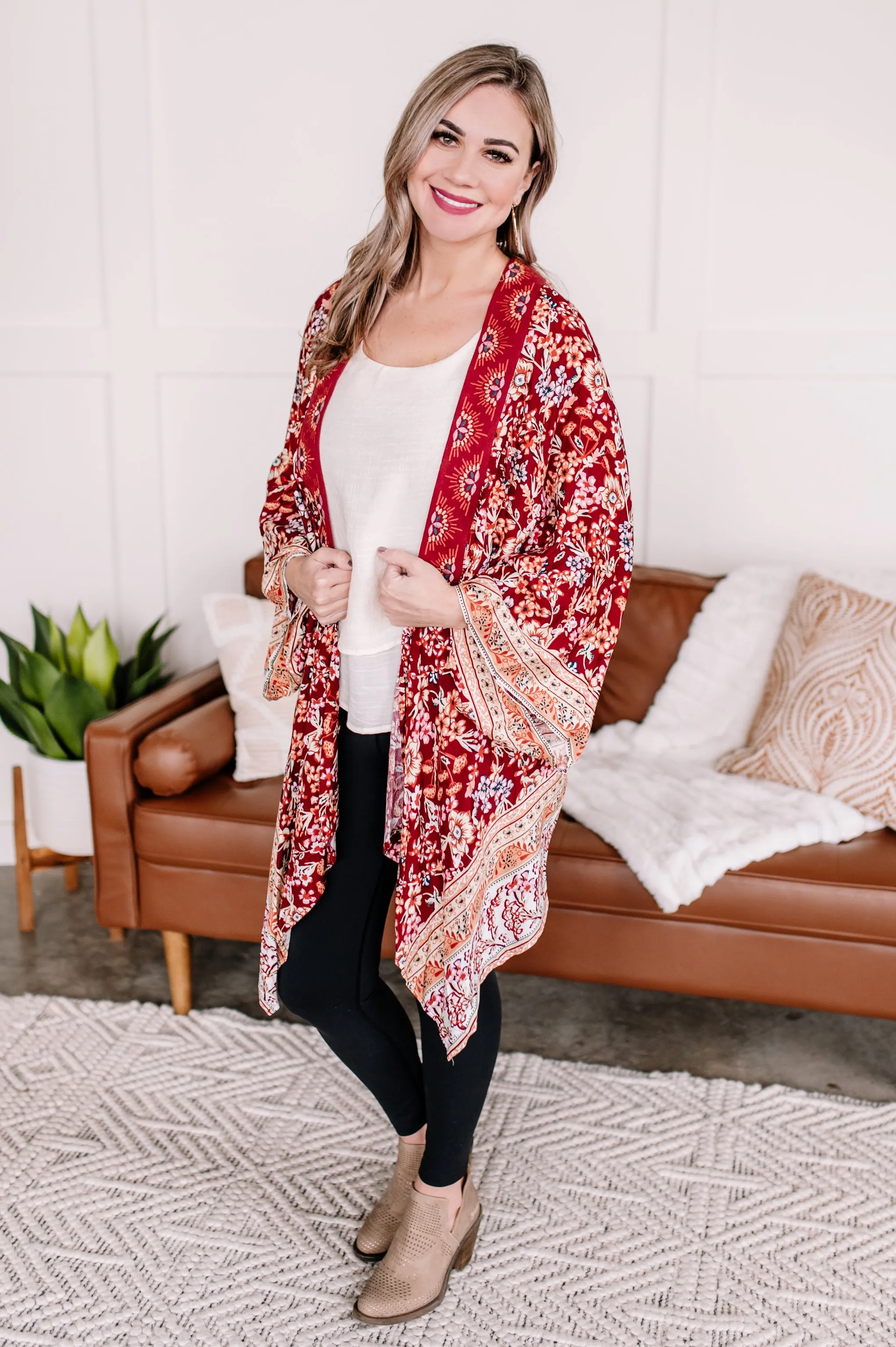 Belonging to Beauty Kimono In Peach Florals