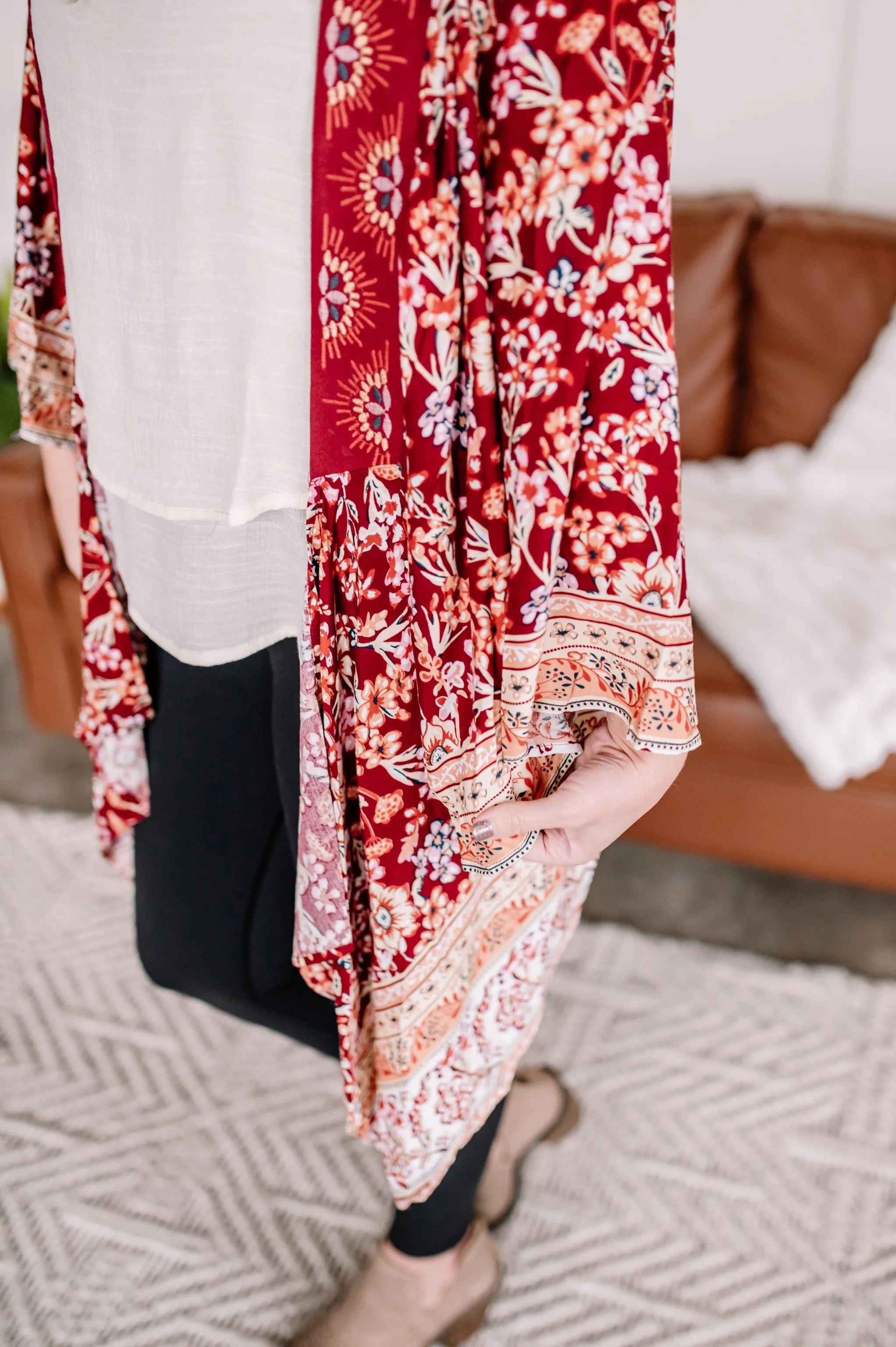 Belonging to Beauty Kimono In Peach Florals