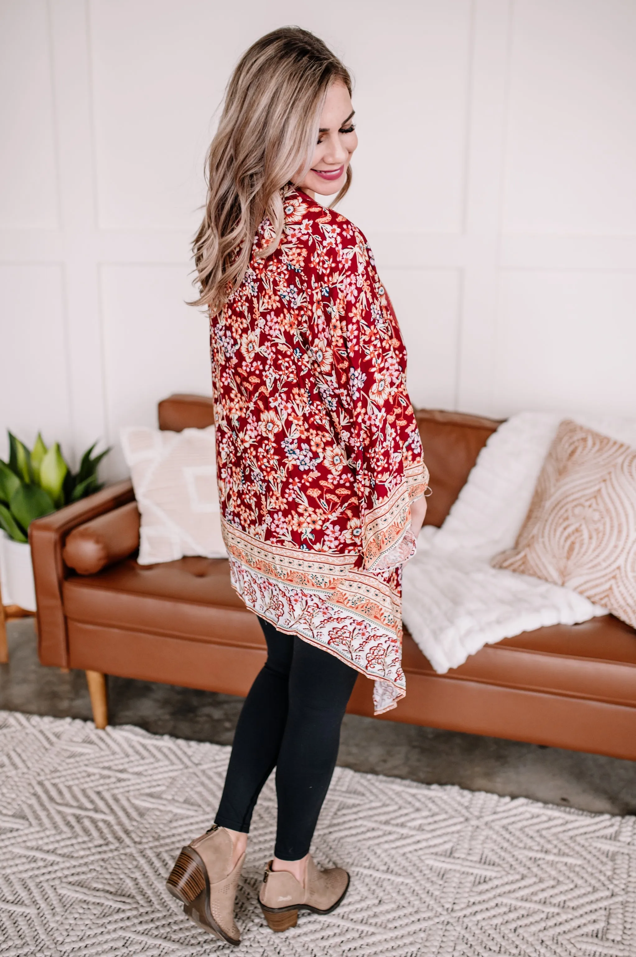 Belonging to Beauty Kimono In Peach Florals