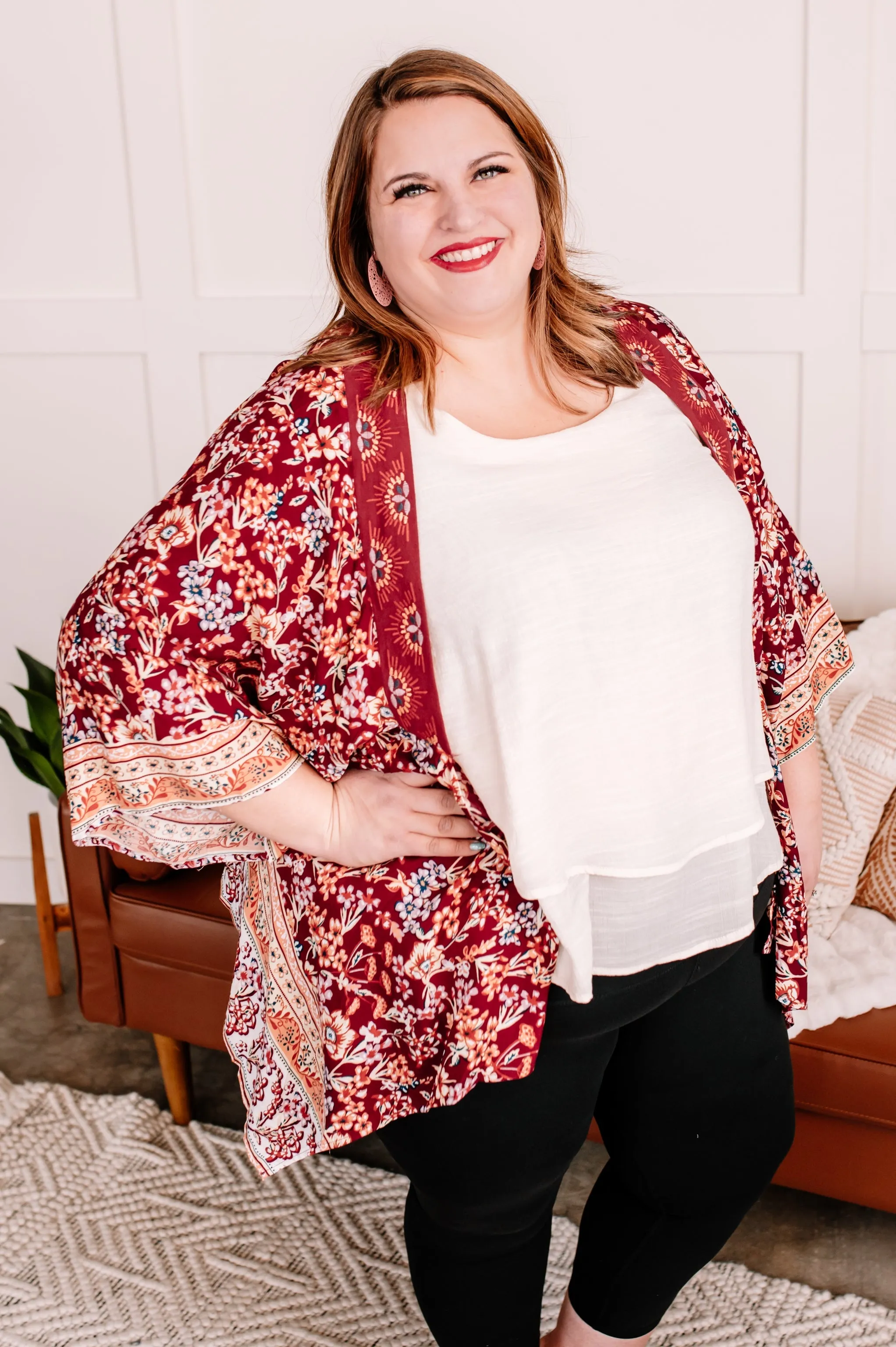 Belonging to Beauty Kimono In Peach Florals