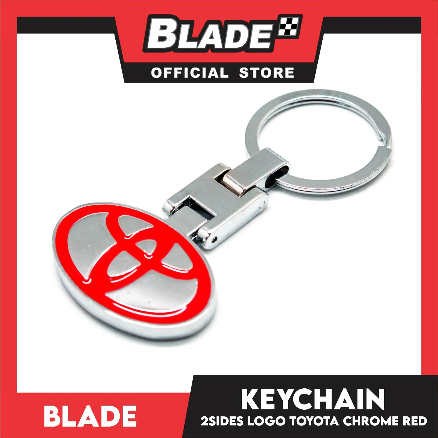 Blade Keychain Logo 2 Sides Toyota Chrome (Red)