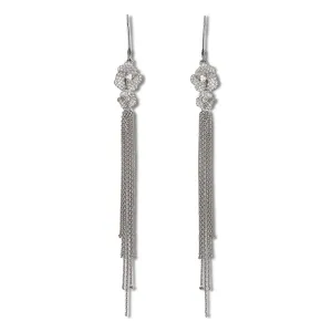 Bloom Mini Flower Diamond Tassel Earrings