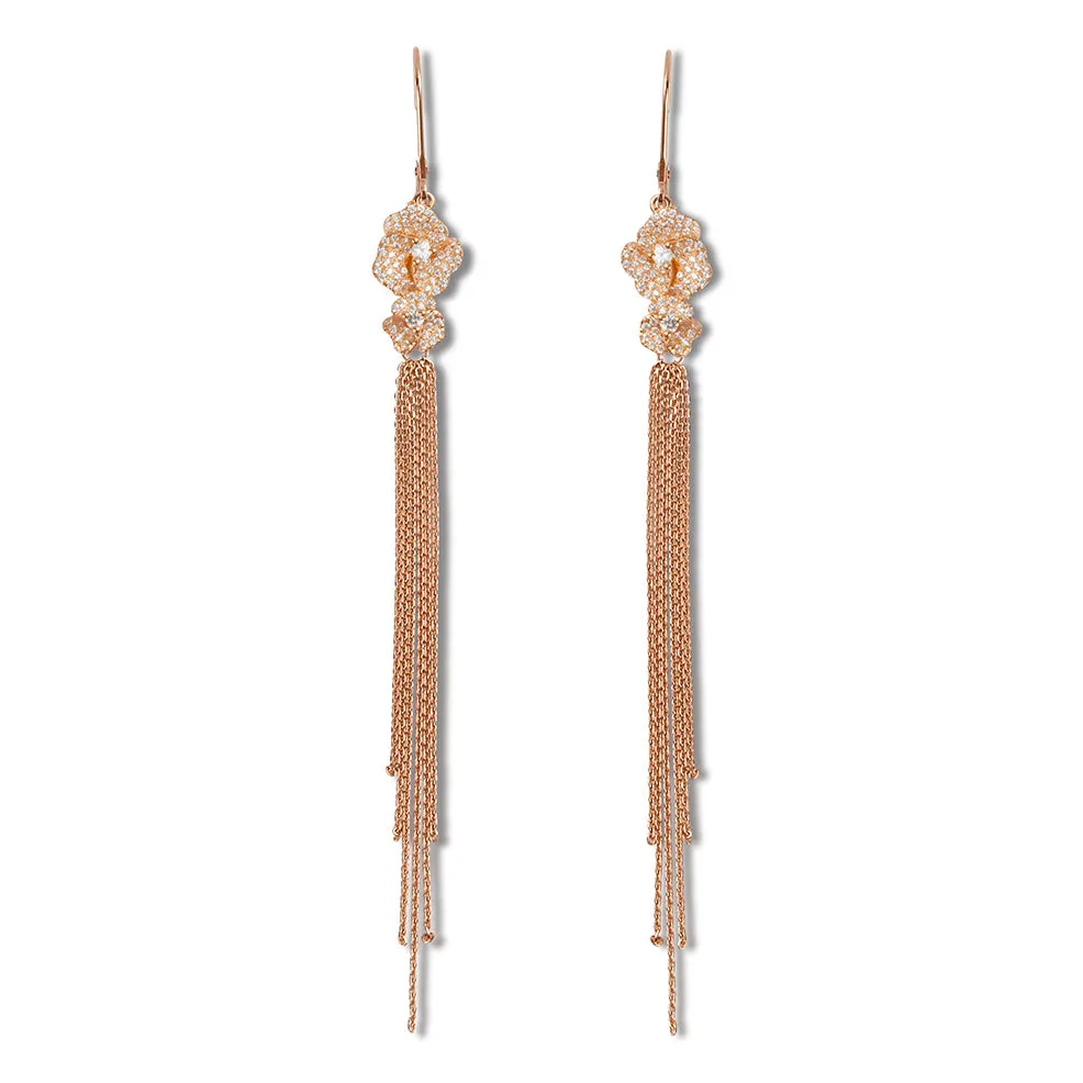 Bloom Mini Flower Diamond Tassel Earrings