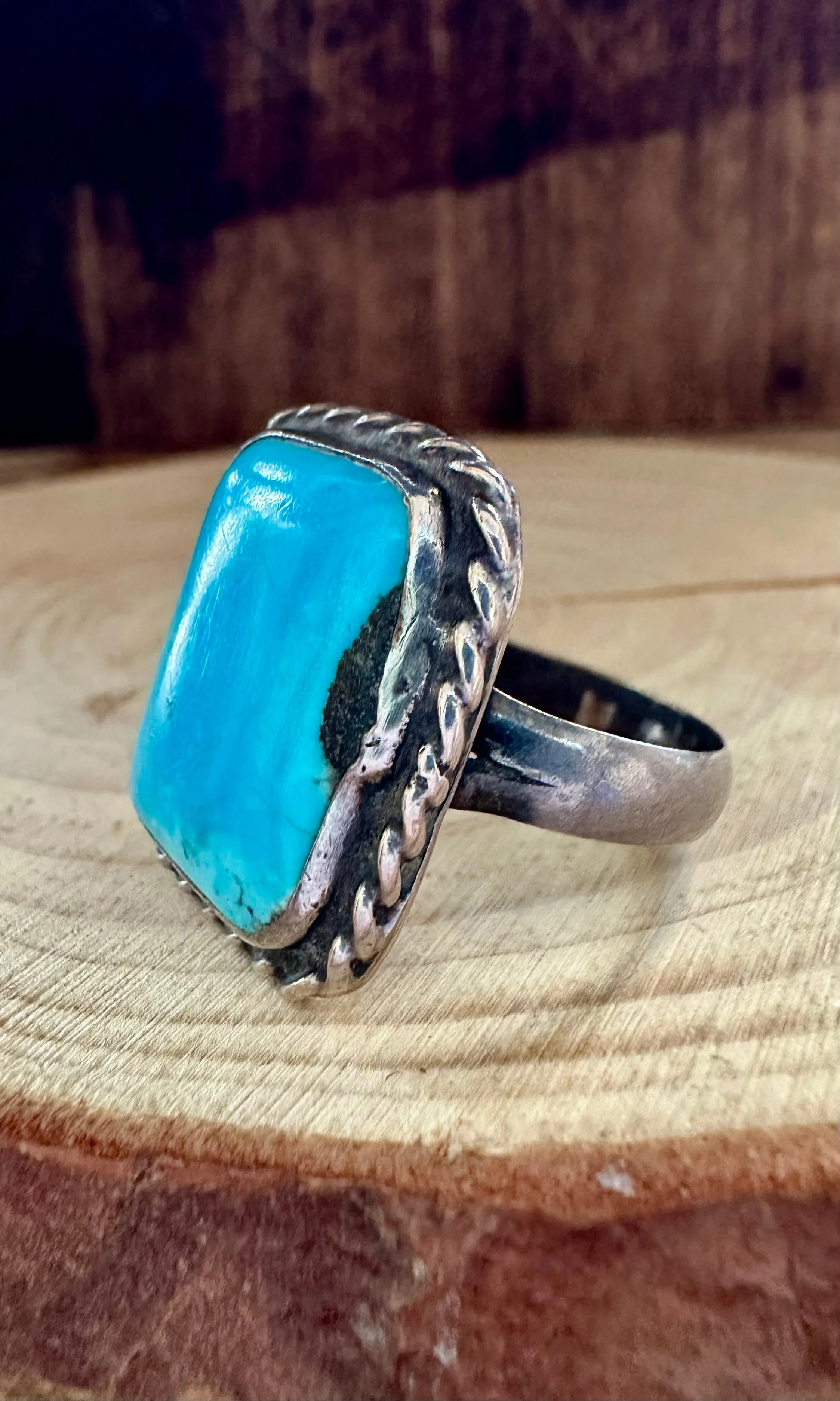 BLUE SQUARE MARINA Silver & Turquoise Ring • Size 12