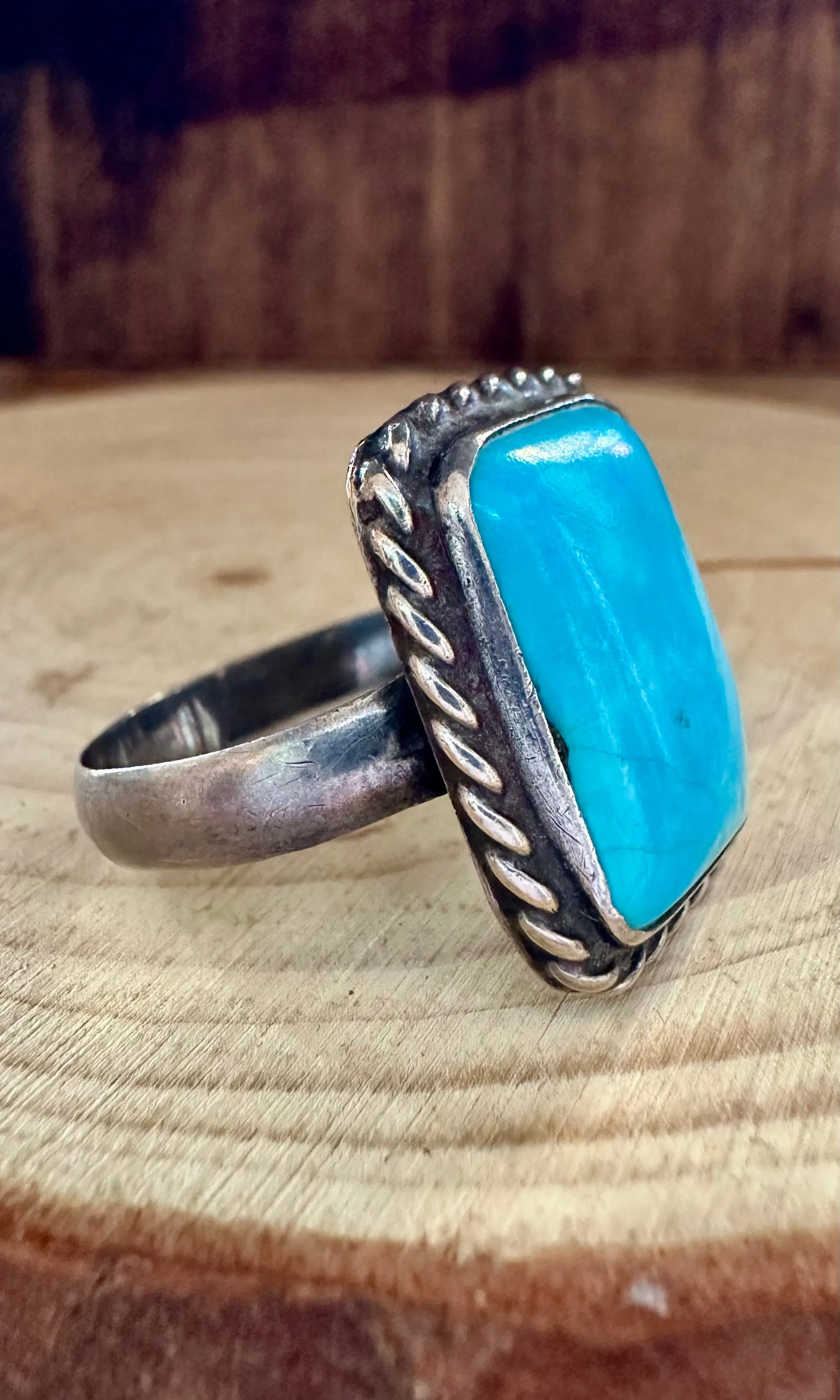 BLUE SQUARE MARINA Silver & Turquoise Ring • Size 12