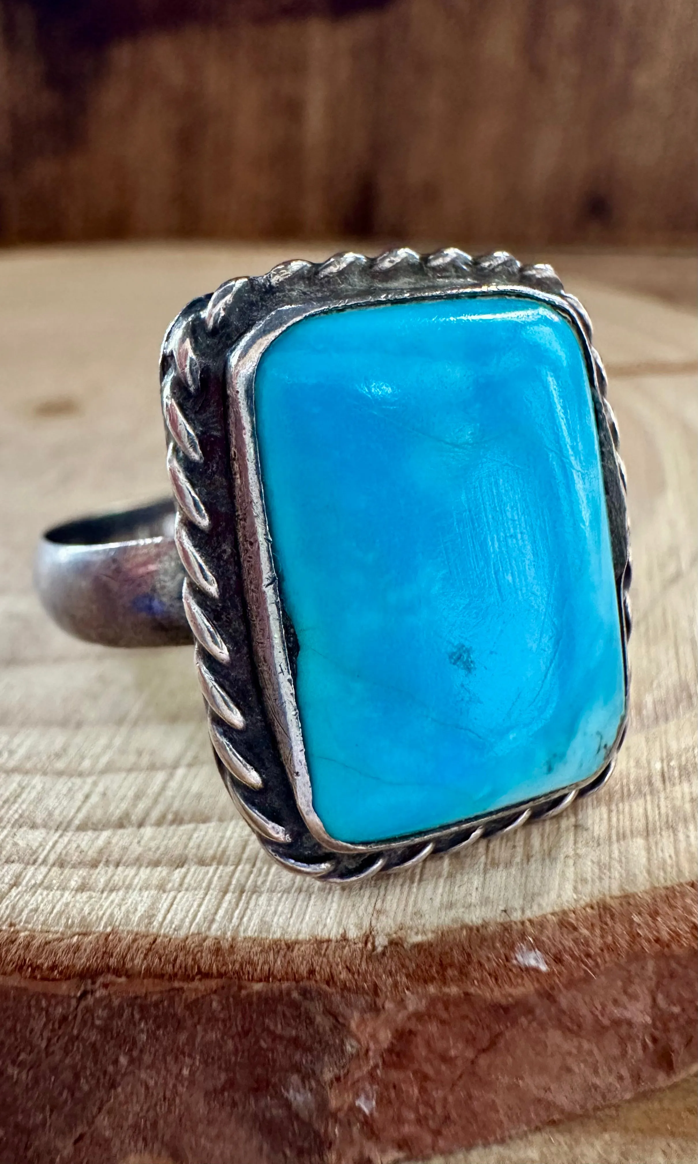 BLUE SQUARE MARINA Silver & Turquoise Ring • Size 12