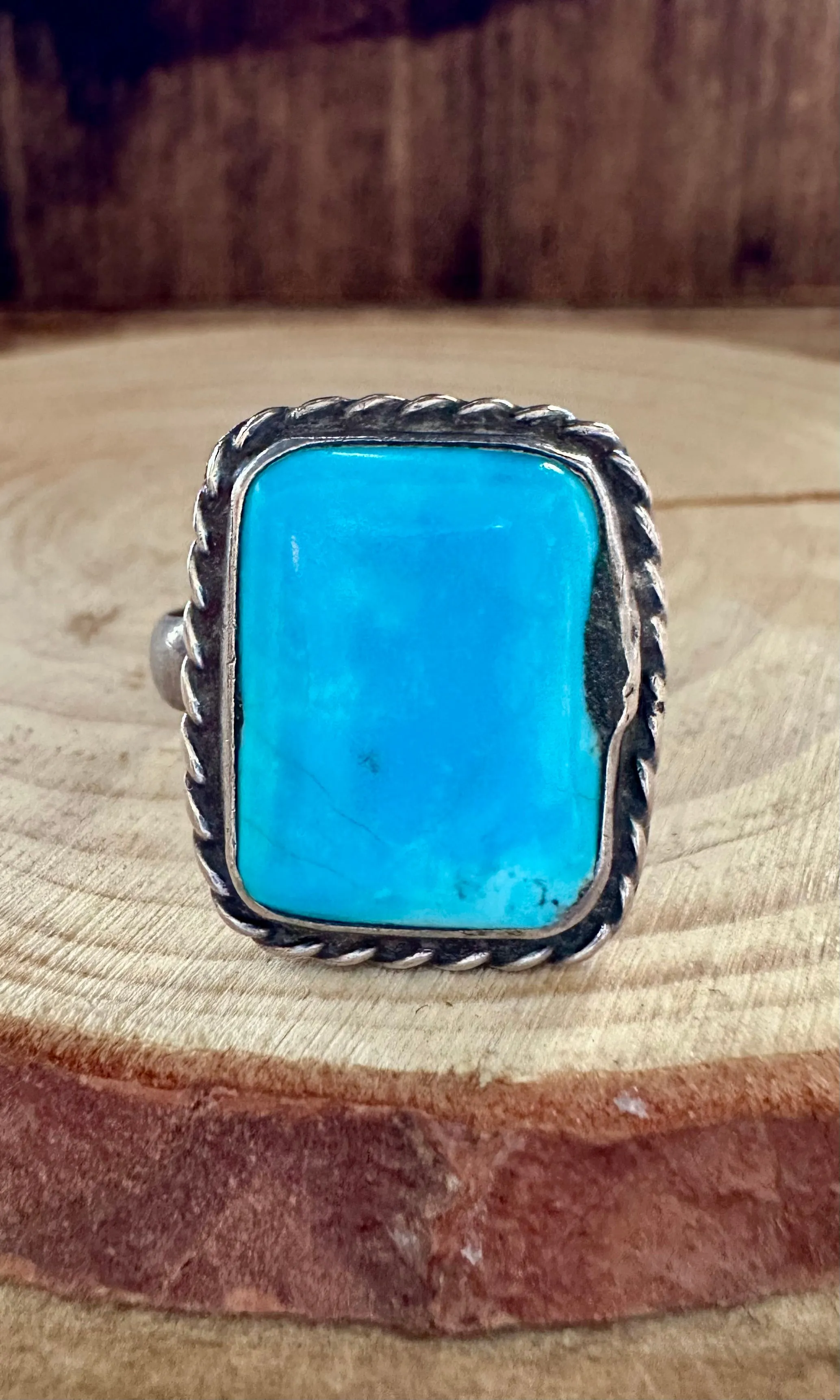 BLUE SQUARE MARINA Silver & Turquoise Ring • Size 12