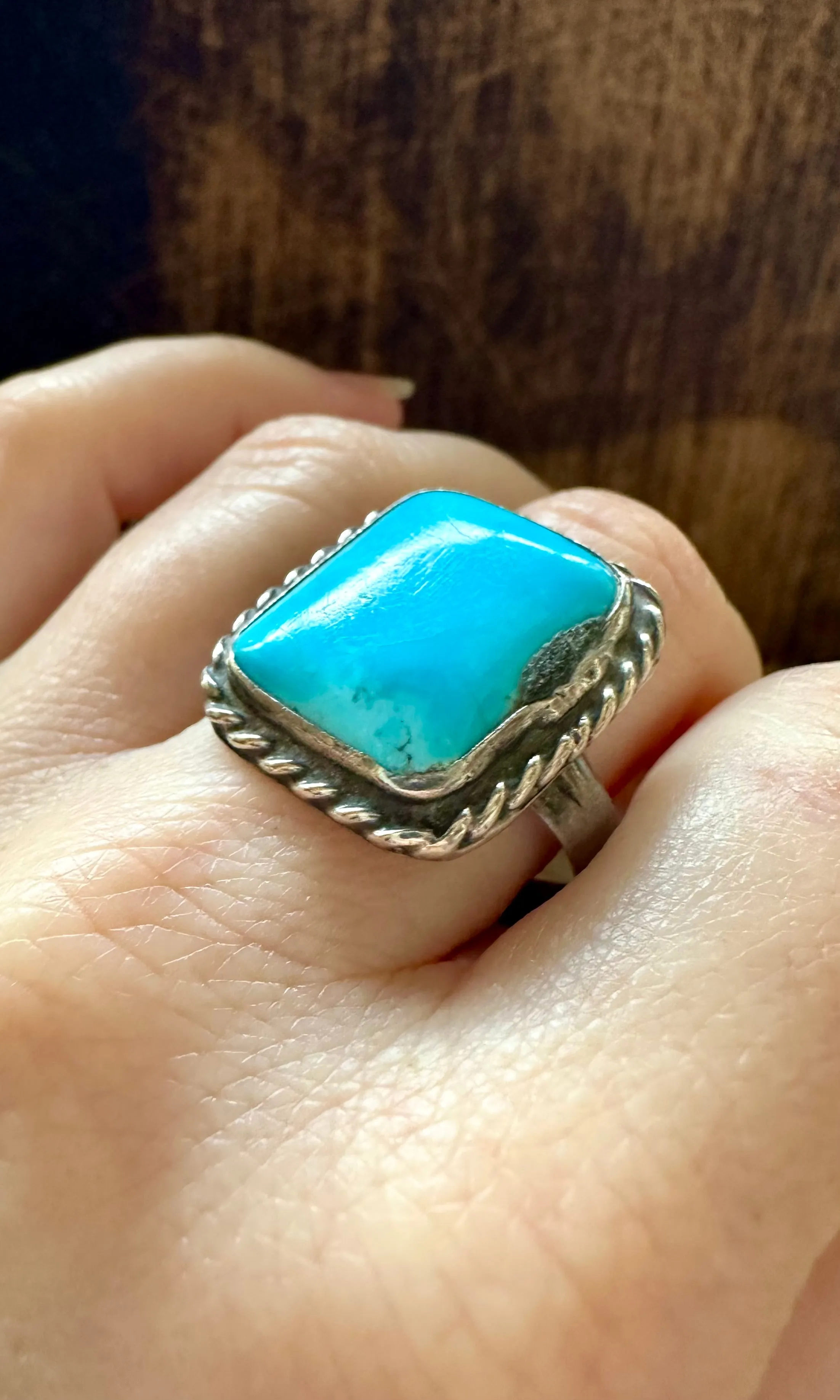 BLUE SQUARE MARINA Silver & Turquoise Ring • Size 12