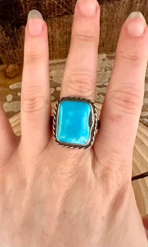 BLUE SQUARE MARINA Silver & Turquoise Ring • Size 12