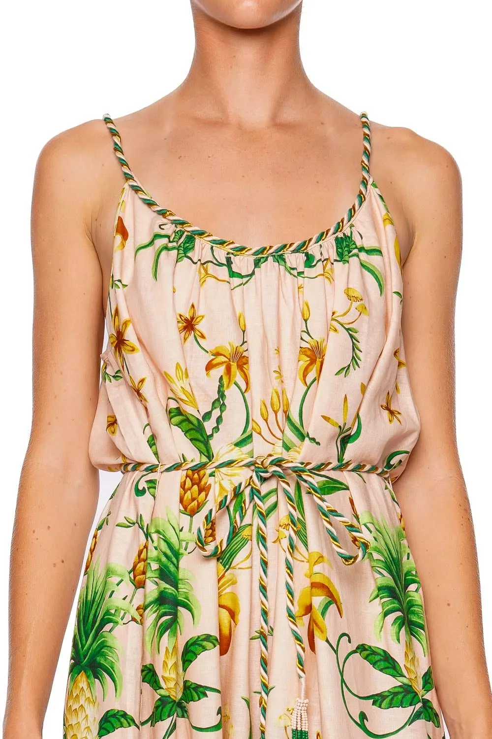 Botanical Beauty Rope Belted Maxi Dress