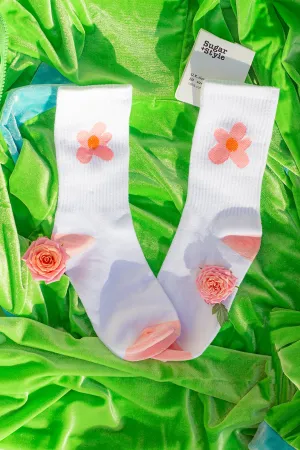 Bright Single Cartoon Flower Motif Socks