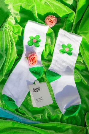 Bright Single Cartoon Flower Motif Socks
