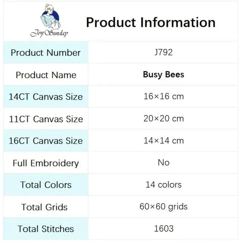 Busy Bee Joy Sunday Cartoon Cross Stitch Kit