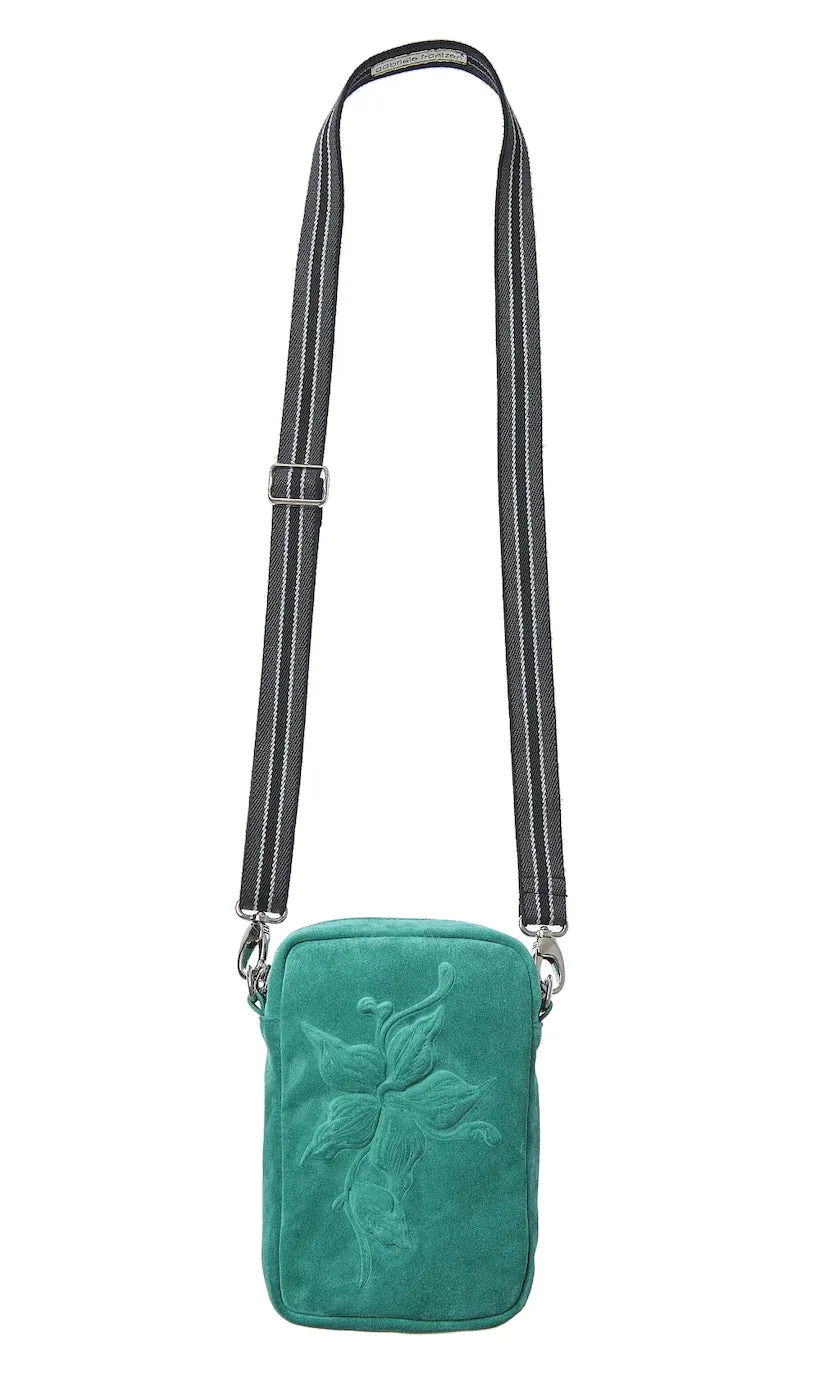 CAMERA BAG -FLOWER SUEDE EMERALD
