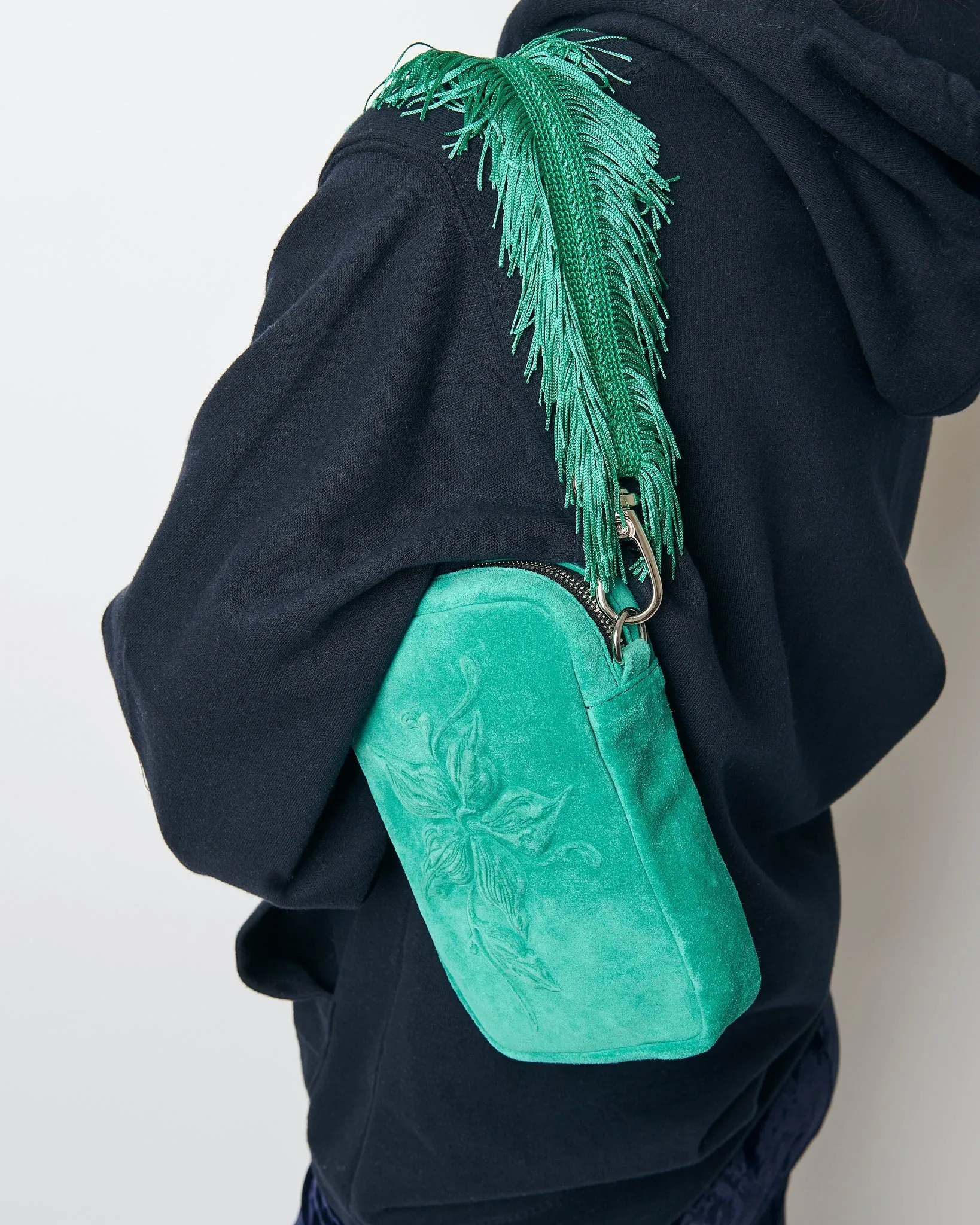 CAMERA BAG -FLOWER SUEDE EMERALD