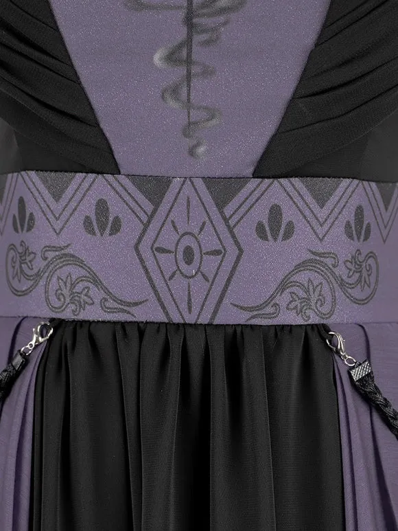 Chinese Style Lolita Dress Chains Sleeveless Polyester Chinese Style Two-Tone Black Chinese Style Lolita