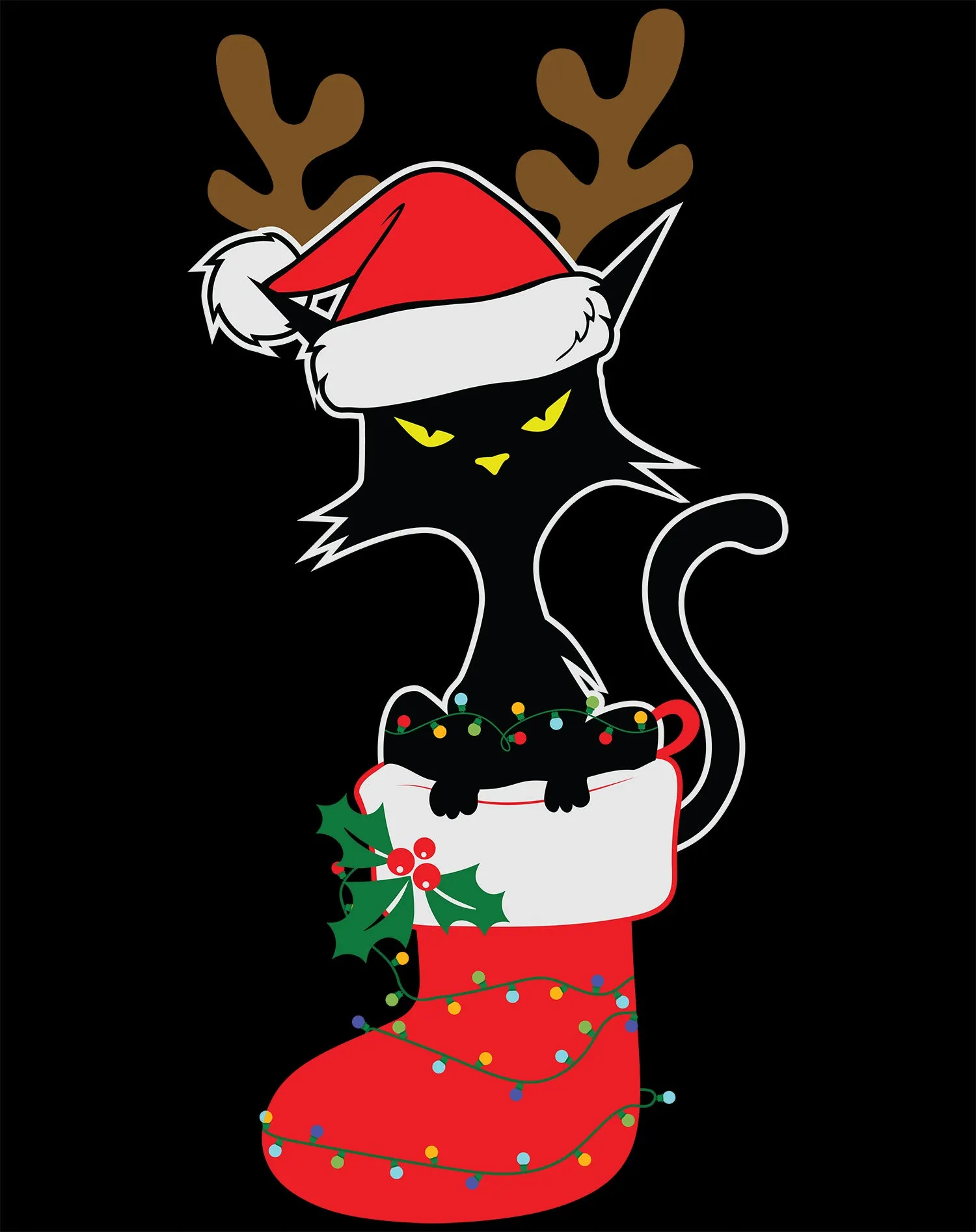 Christmas Cat Lover Santa Hat Stocking Vintage Fun Sweet Lol Women's T-Shirt