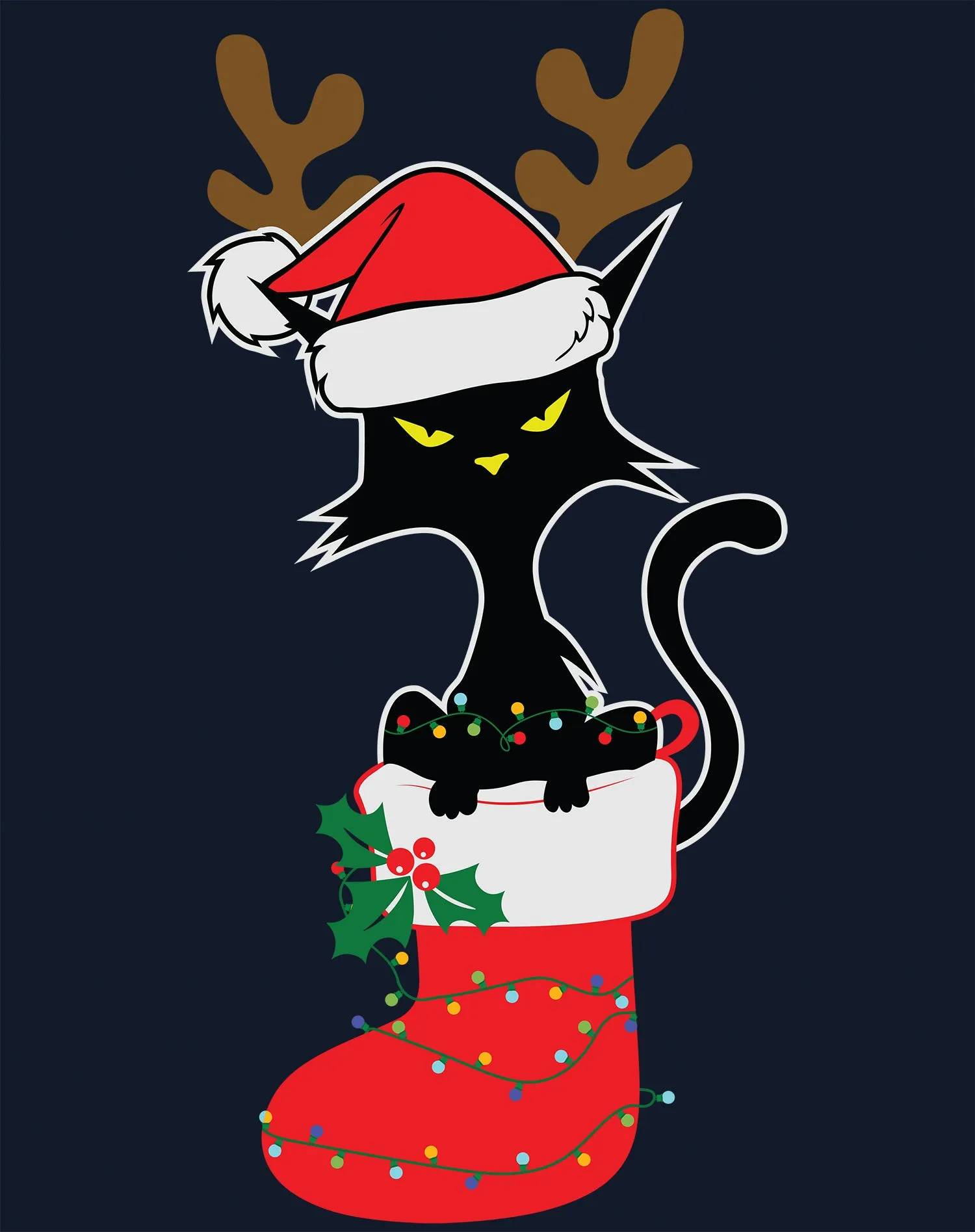 Christmas Cat Lover Santa Hat Stocking Vintage Fun Sweet Lol Women's T-Shirt