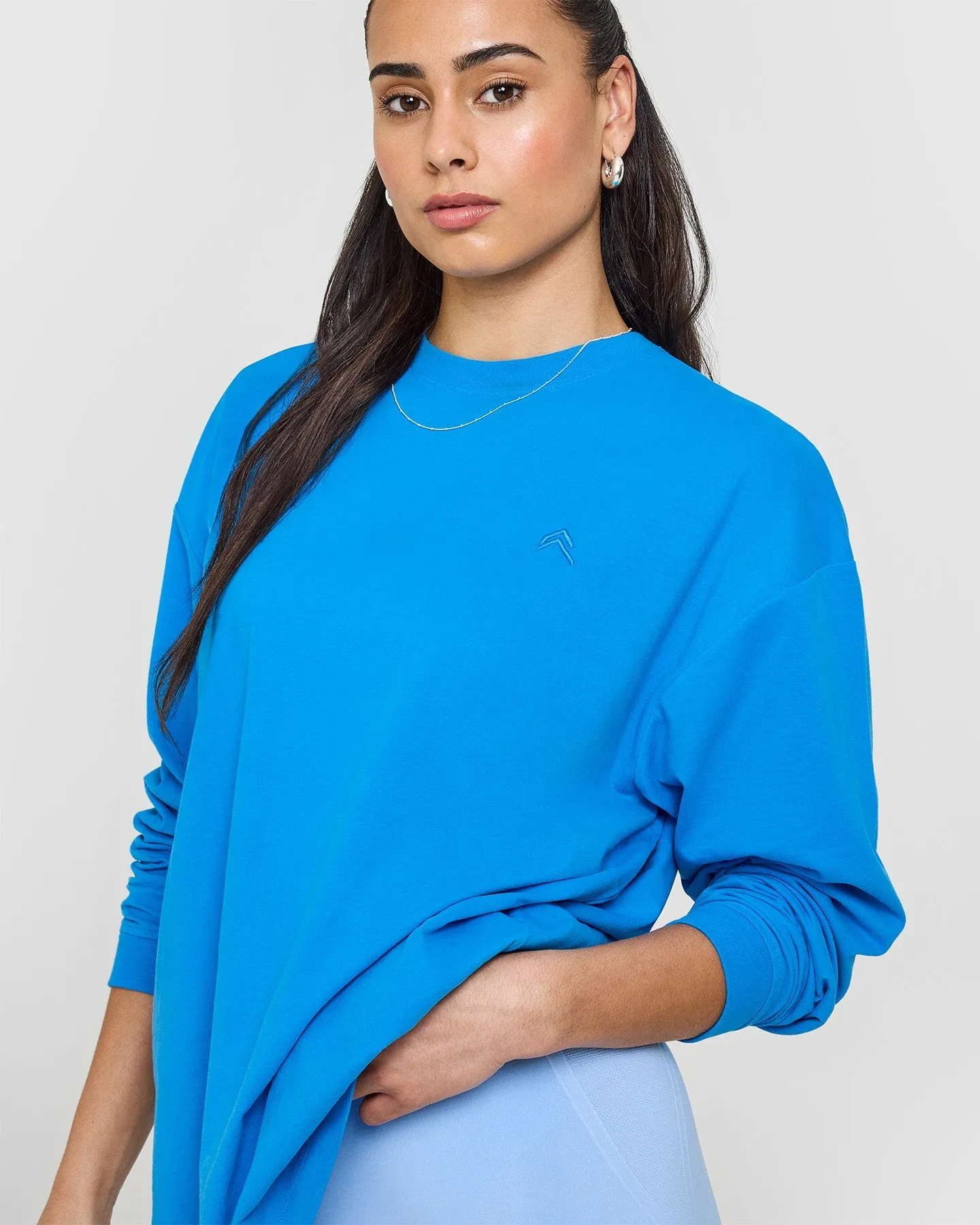 Classic Oversized Lightweight Long Sleeve Top | Tropical Blue