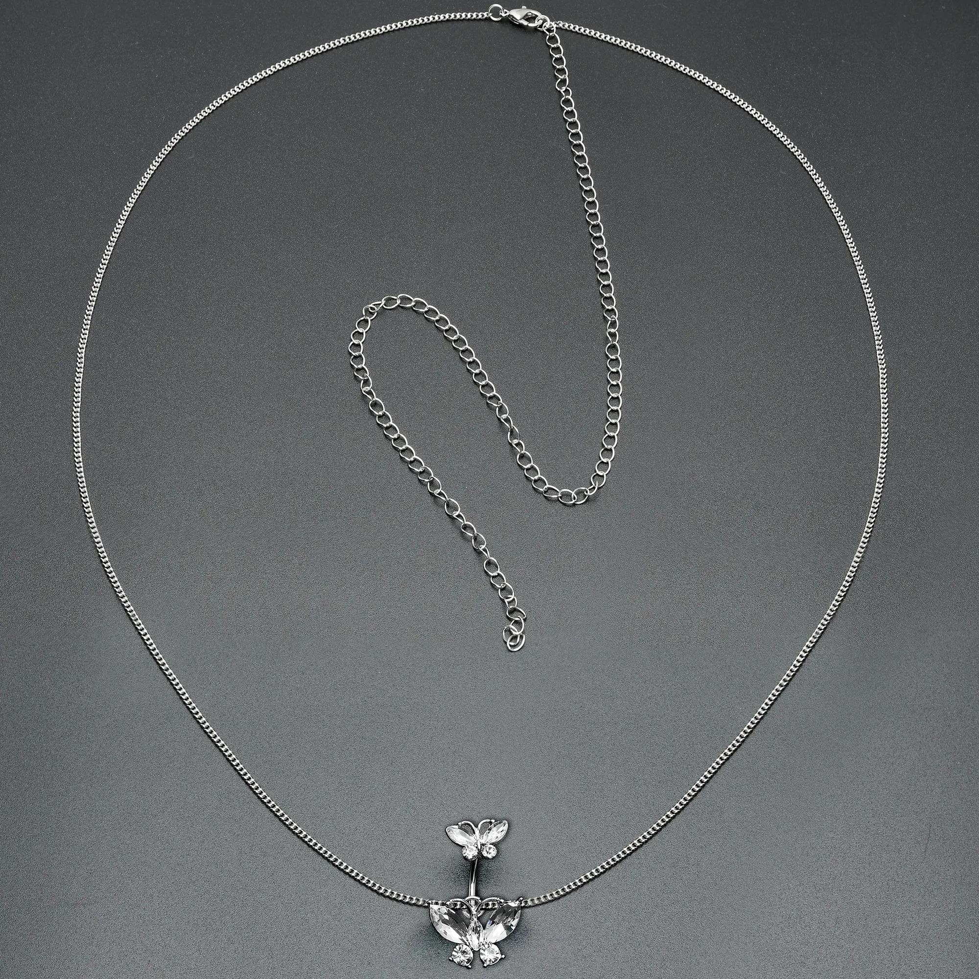 Clear Gem Butterfly Beauties Double Mount Belly Ring Belly Chain