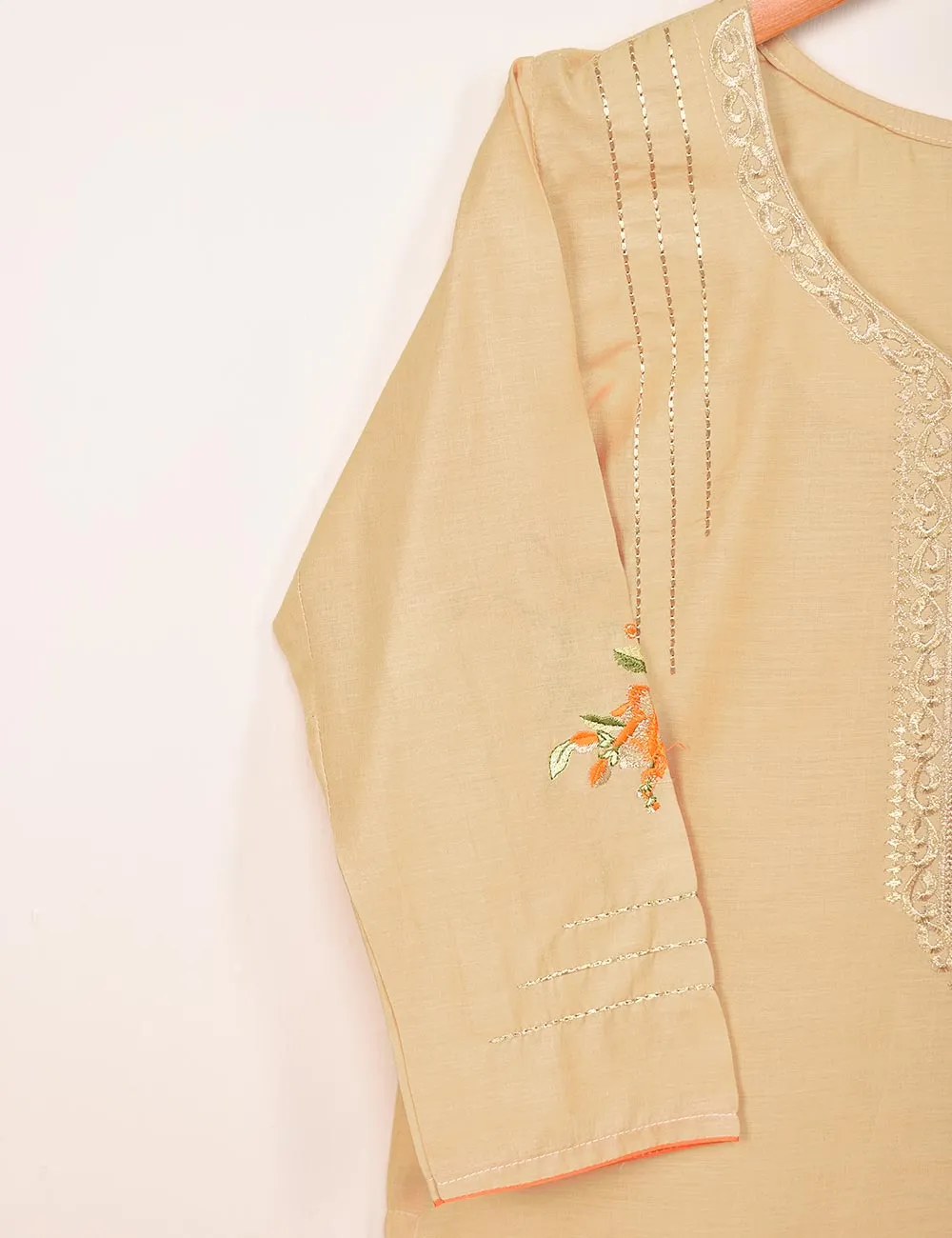 Cotton Embroidered Stitched Kurti - Tropical Hibiscus (T20-017B-Skin)