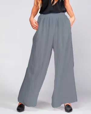 Cotton Silk Blend Elasitc Waist Palazzo Pant