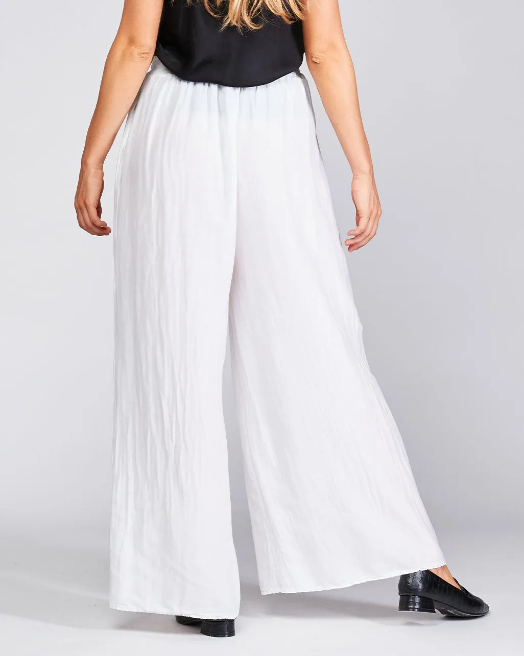 Cotton Silk Blend Elasitc Waist Palazzo Pant