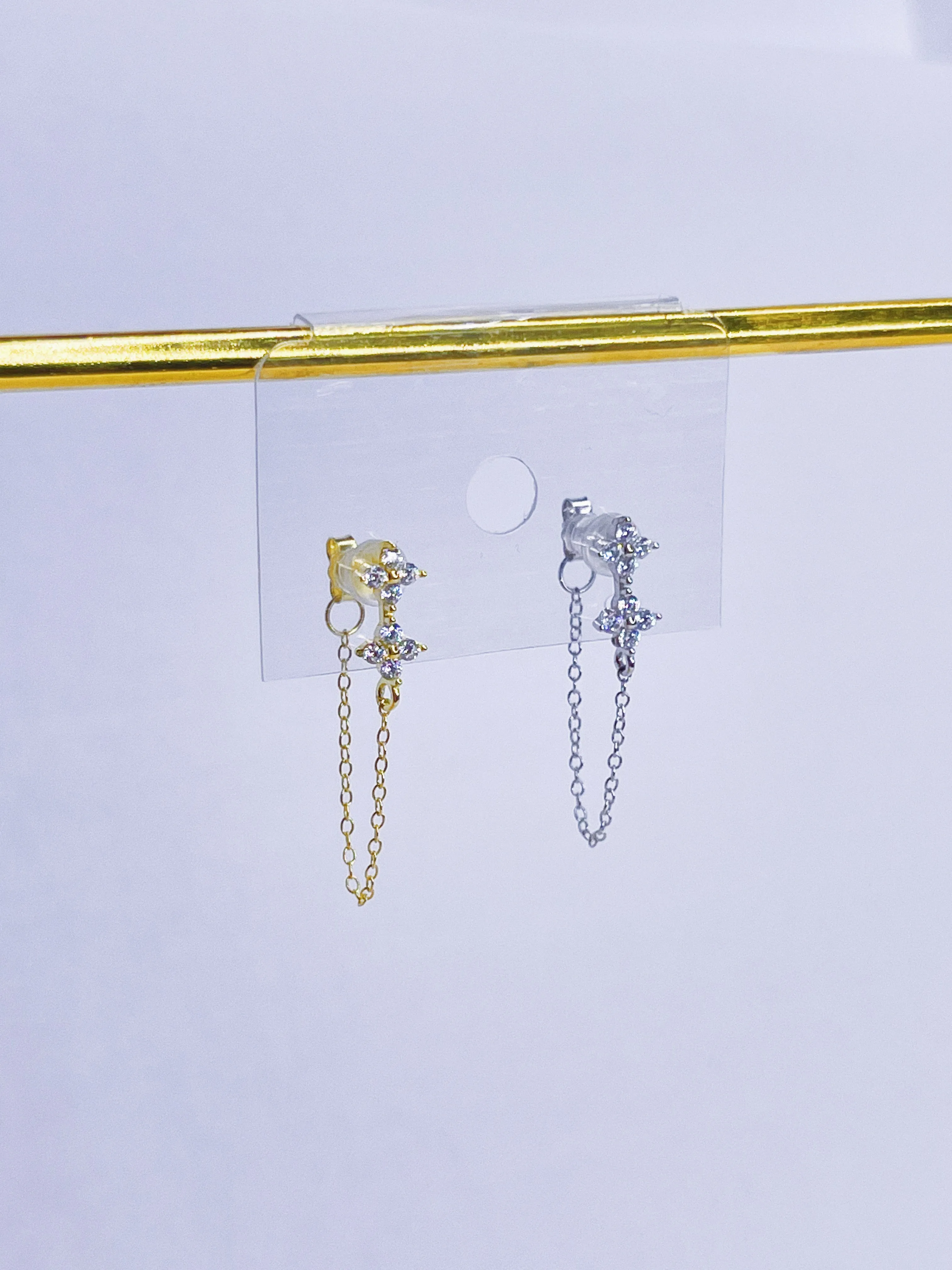 Crystal Star Chain Dangle Earrings