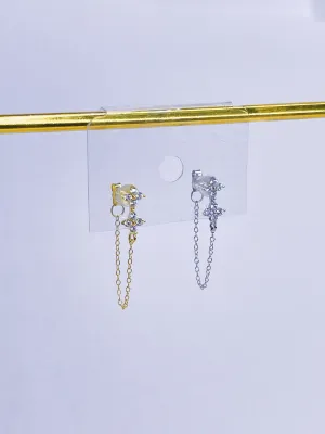 Crystal Star Chain Dangle Earrings