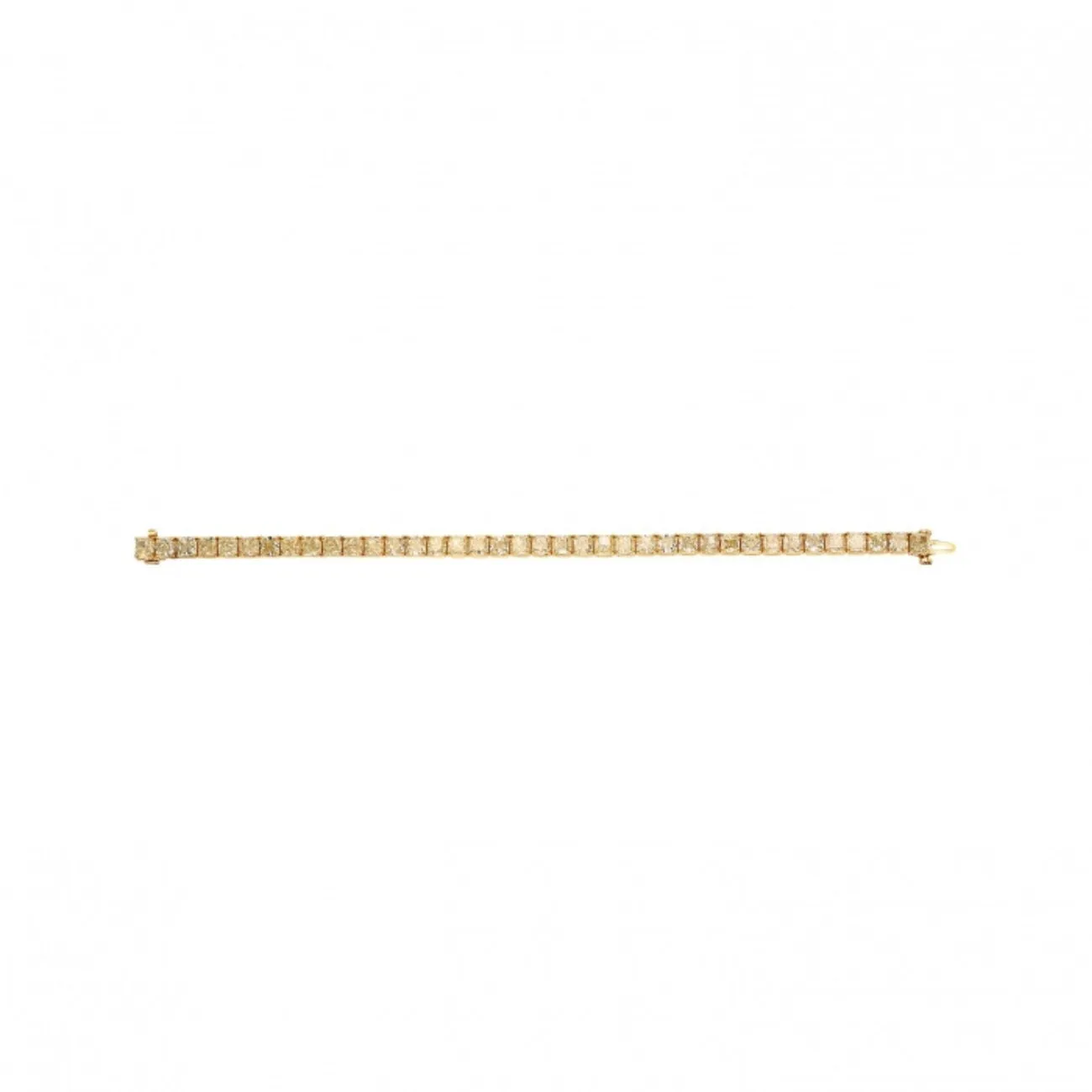 Cushion Cut 18K Yellow Gold 21.95ct Basket Yellow Diamond Tennis Bracelet