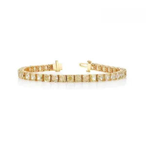Cushion Cut 18K Yellow Gold 21.95ct Basket Yellow Diamond Tennis Bracelet