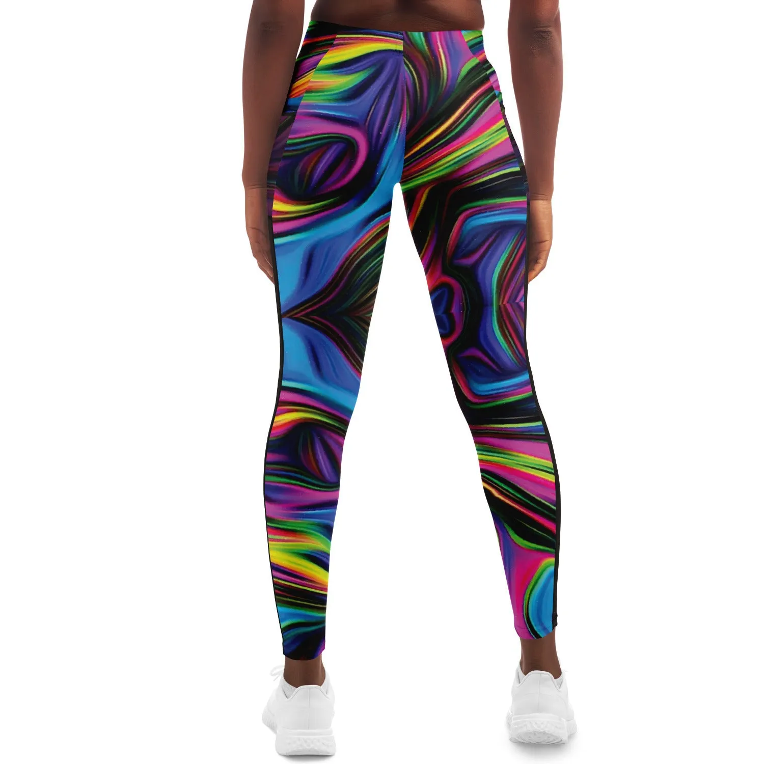 Custom Color Wave Leggings with Mesh Pockets -  Cut and Sewn