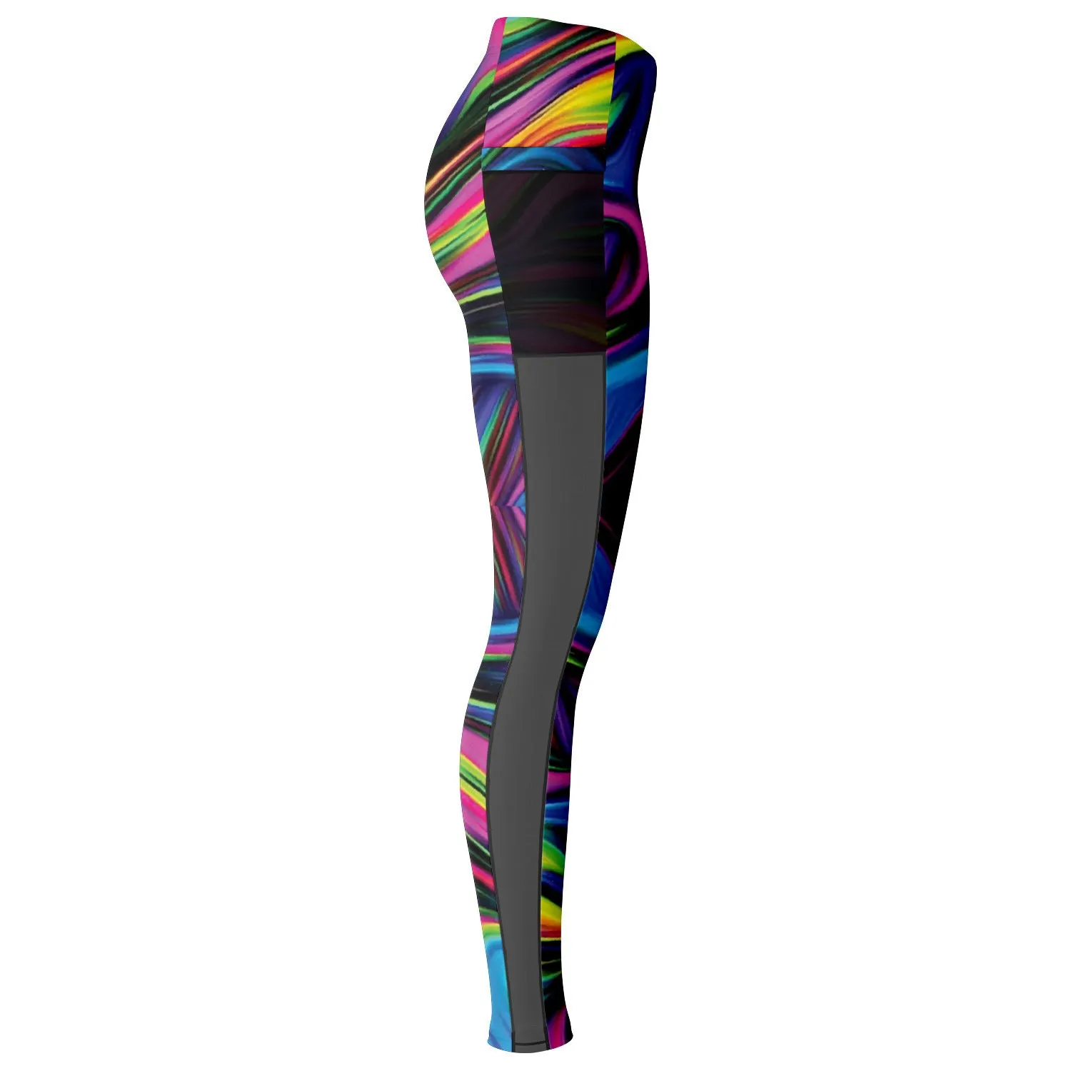 Custom Color Wave Leggings with Mesh Pockets -  Cut and Sewn