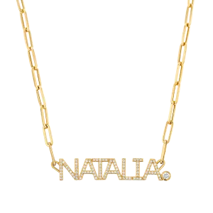Custom Paper Clip Diamond Name Necklace