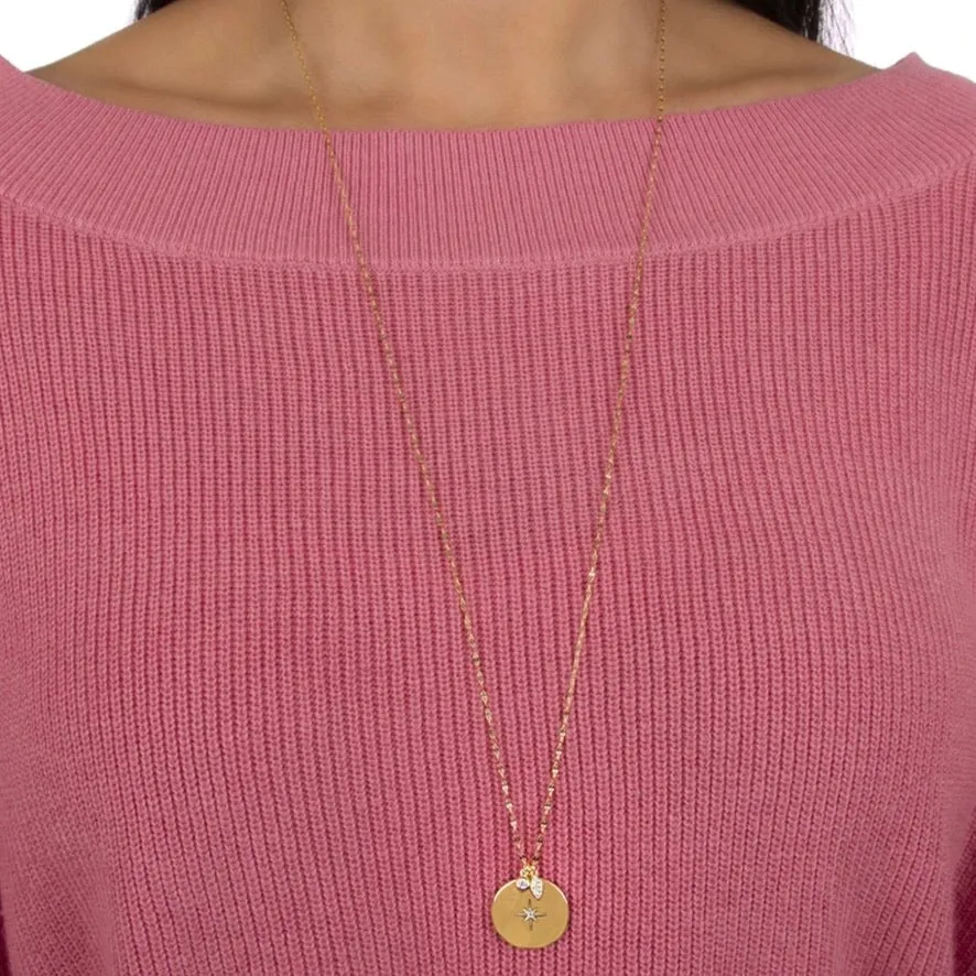 CZ Star Disc Necklace - Gold or Silver