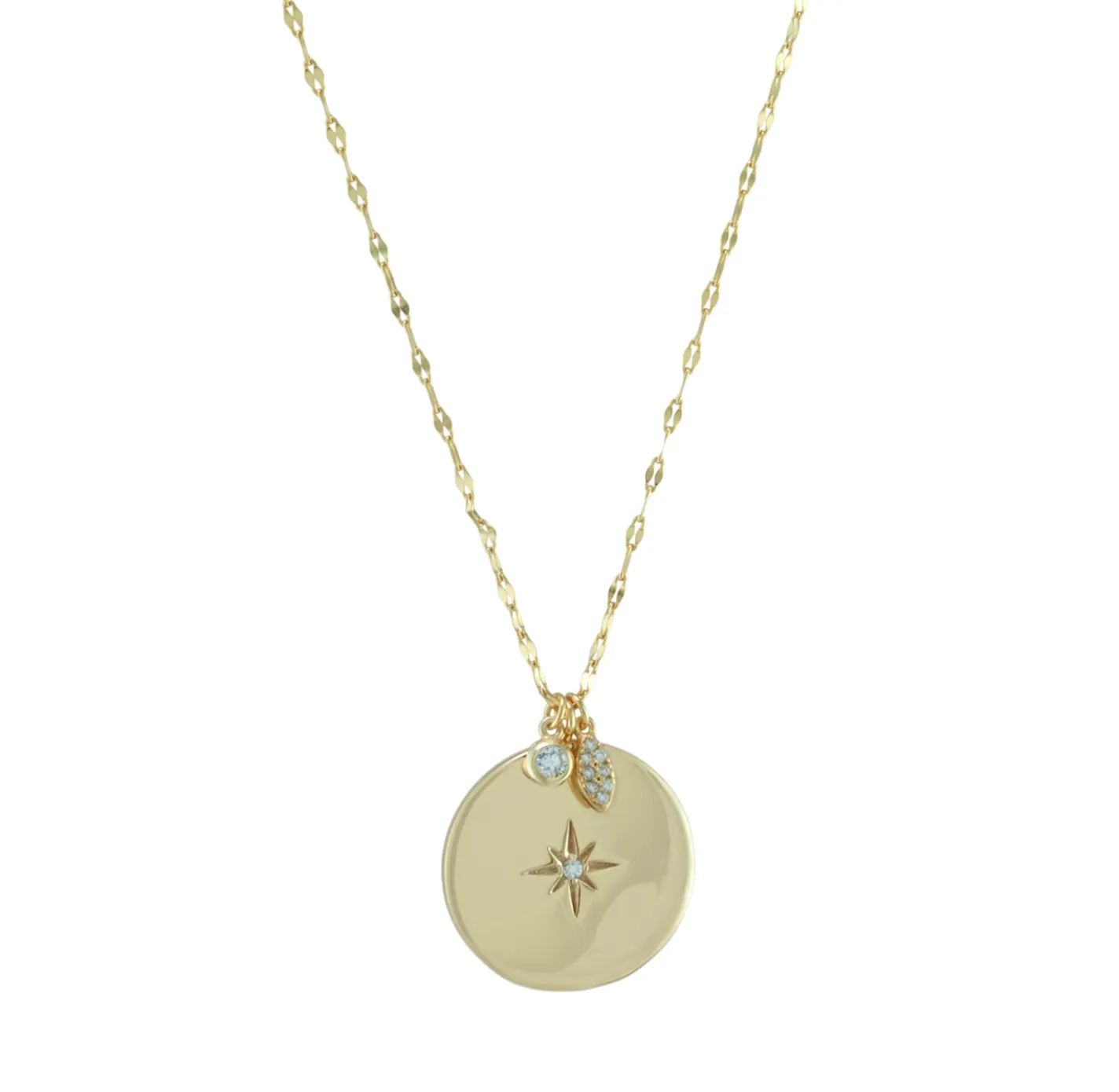 CZ Star Disc Necklace - Gold or Silver